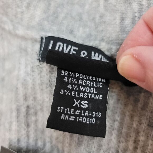 NEW Love & Whimsy Rib Knit Open Front Wool Blend Cardigan Duster in Gray Size XS - Picture 7 of 10